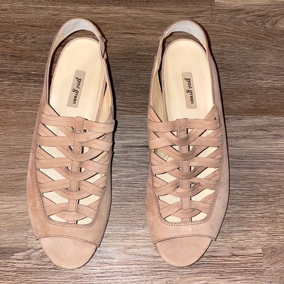 Paul Green 'Mattie' Slingback Suede Sandal Shoes Beige 5.5